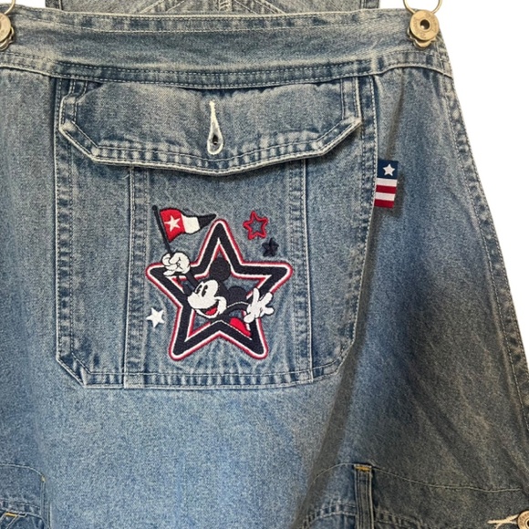 Vintage Disney Mickey Mouse Plus Size Denim Short Overalls 24W - Picture 3 of 4
